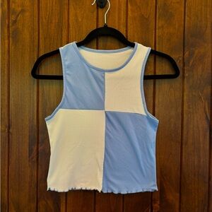 Women’s Blue/White Checkered Tank/Crop Top